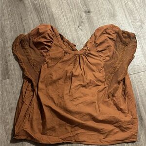 Old Navy Tan Blouse with Lace Detail